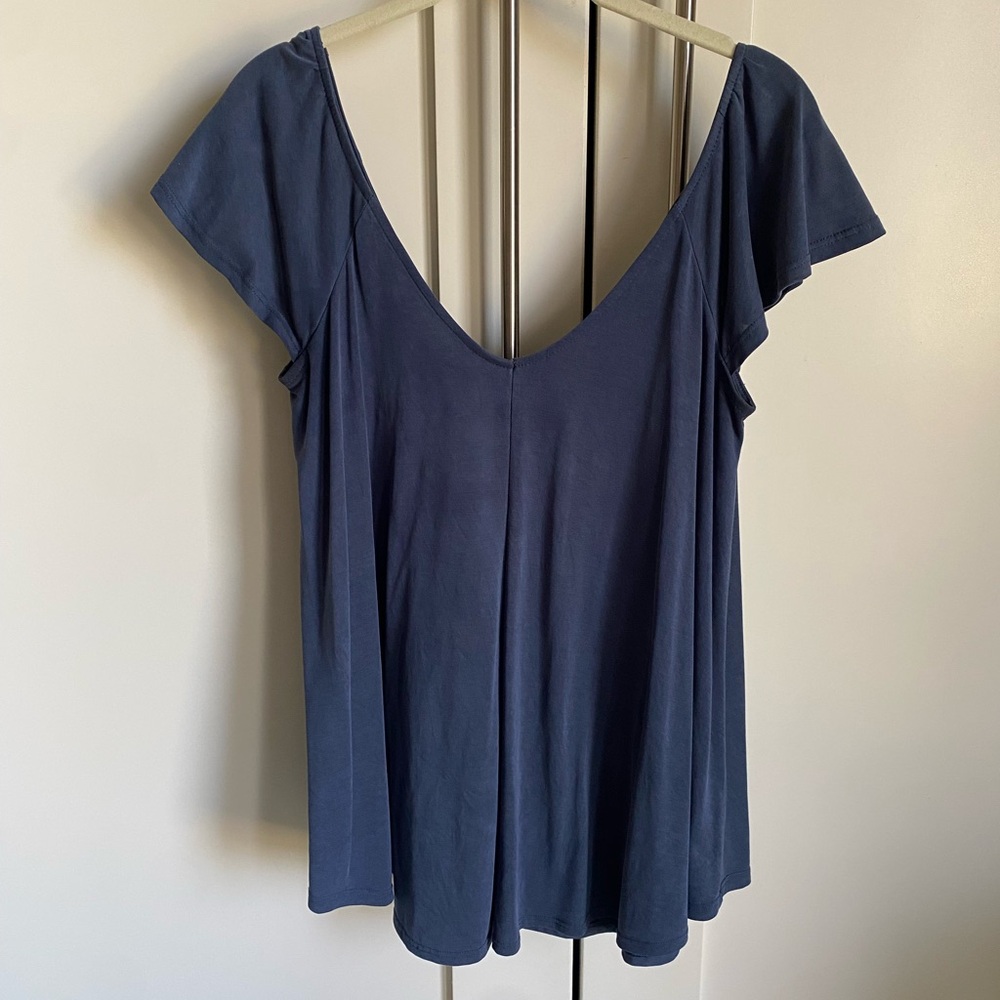 Women's Blue V-Neck Top
